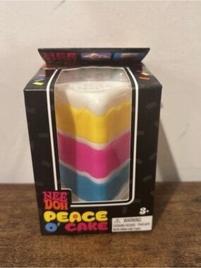 Peace O' Cake Layered Squishy Stress Toy - Yellow Pink Blue White